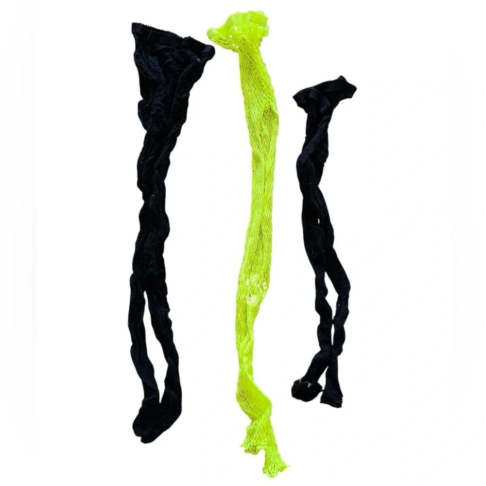 Neon Yellow and Black Fishnet Tights Bundle 3 Pair